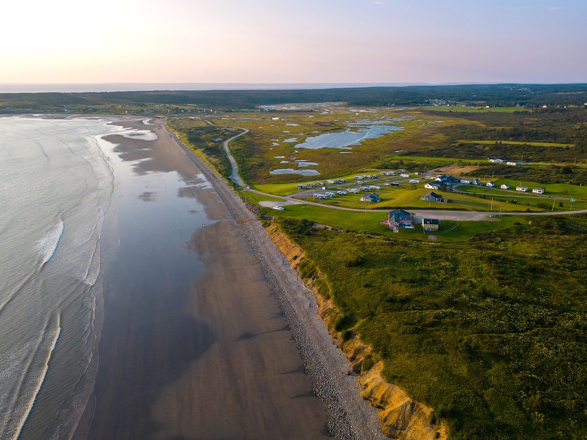 Aerial view of the Lodge and RV park showing their immediate proximity to Mavillette Beach.